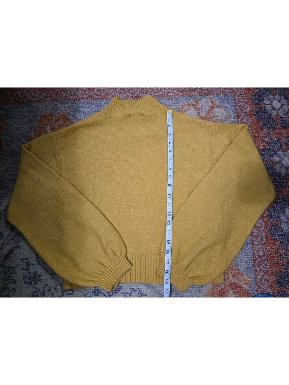 Wild Fable Mustard Yellow Mock Neck Balloon Sleeve Sweater - Picture 2 of 4